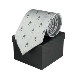 Tie in Grey Silver w Goodbaba Trademark 銀灰星星領帶有盒