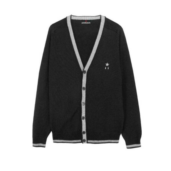 好爸爸服飾黑色 V領開襟外套(長袖) Goodbaba Men's Cardigan in Black 